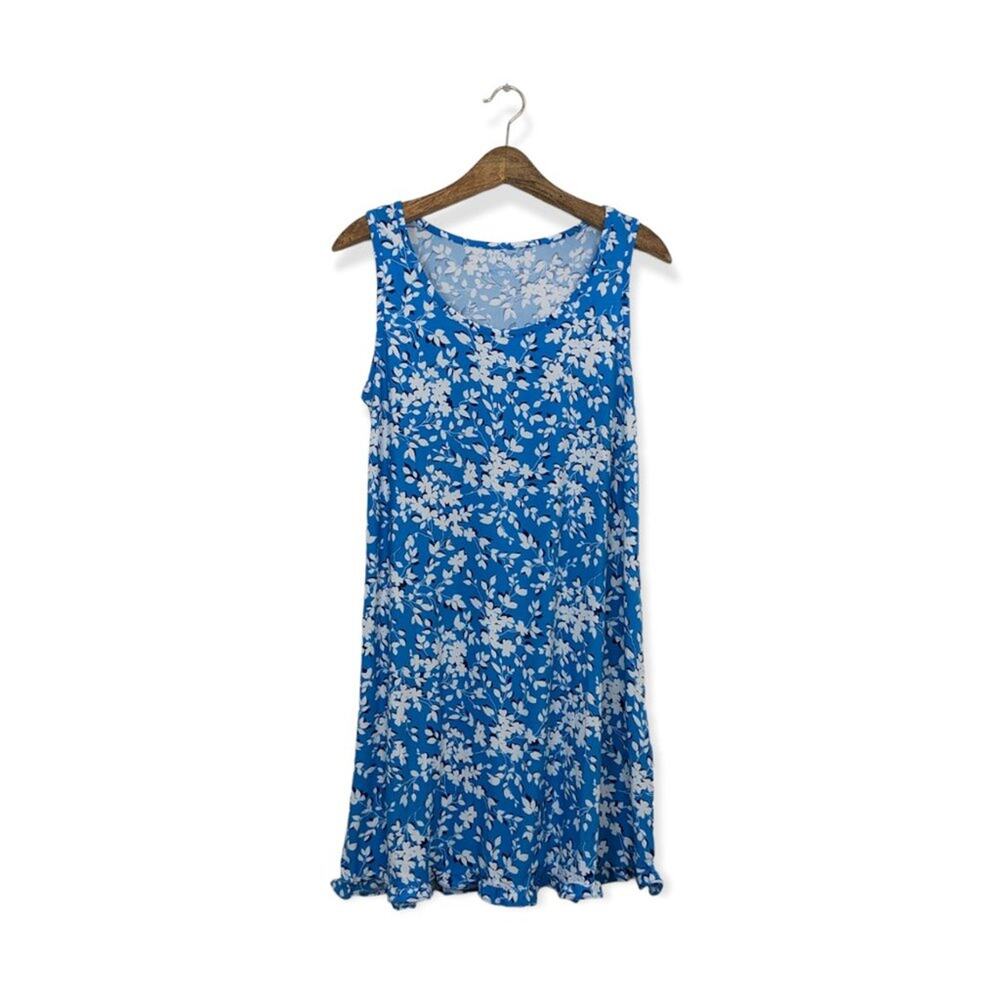 Draper James Nightgown M Blue Shadow Floral Ruffle Sleepwear Feminine NWT